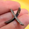 Vintage sterling silver 925 pendant with cubic zirconia stones, oxidized finish~4