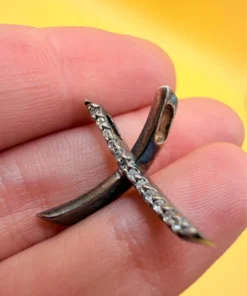 Vintage sterling silver 925 pendant with cubic zirconia stones, oxidized finish