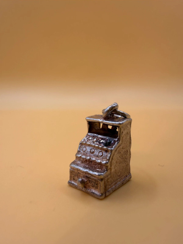 Sterling Silver Cash Register Charm Pendant Vintage c1970~5