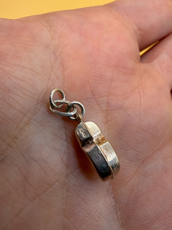 vintage sterling silver 835 stamp pretty dutch clog shoe fob charm pendant old~5