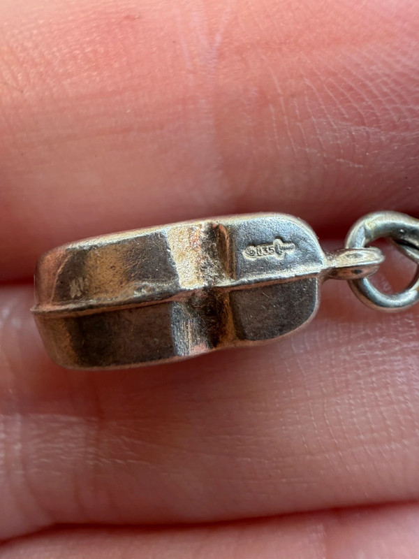 vintage sterling silver 835 stamp pretty dutch clog shoe fob charm pendant old~5