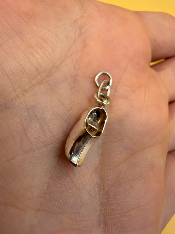 vintage sterling silver 835 stamp pretty dutch clog shoe fob charm pendant old~5
