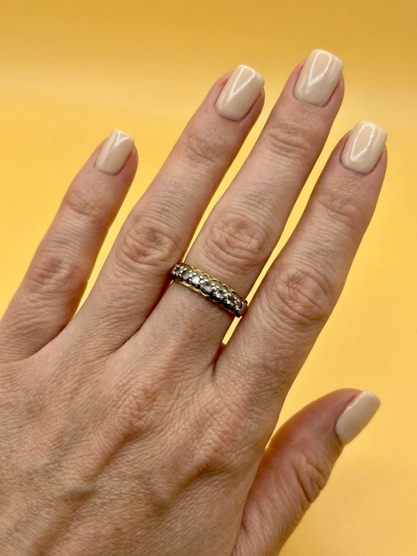 Vintage Silver Gold-Plated Ring with Natural Rock Crystal – Size N~15