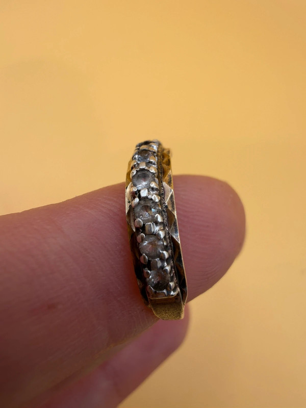 Vintage Silver Gold-Plated Ring with Natural Rock Crystal – Size N~15