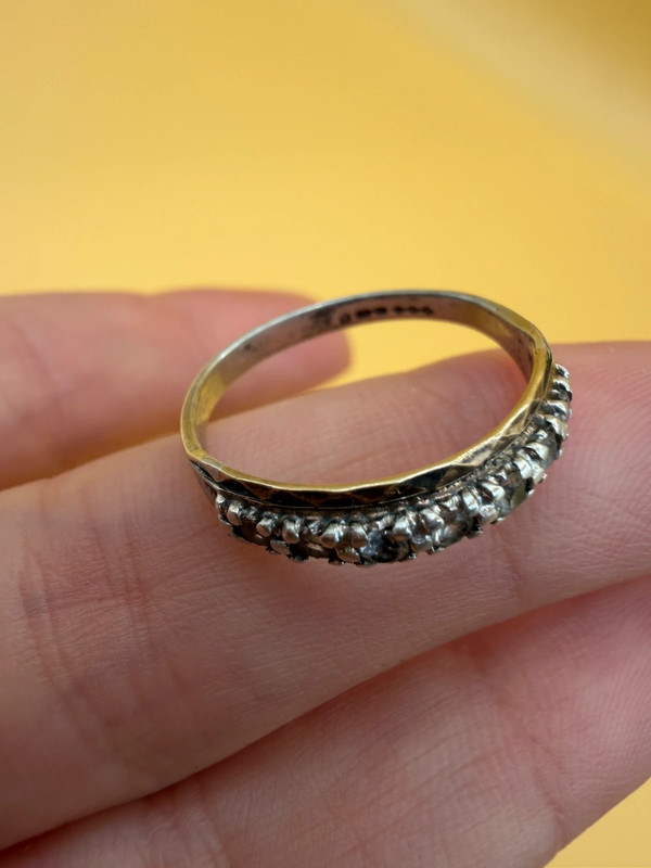 Vintage Silver Gold-Plated Ring with Natural Rock Crystal – Size N~15