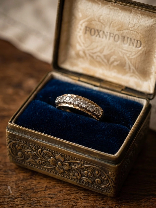 Vintage Silver Gold-Plated Ring with Natural Rock Crystal – Size N~15