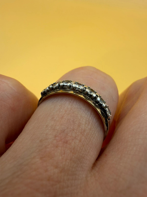 Vintage Silver Gold-Plated Ring with Natural Rock Crystal – Size N~15