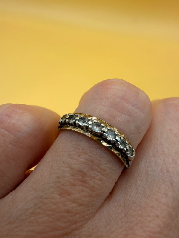 Vintage Silver Gold-Plated Ring with Natural Rock Crystal – Size N~15