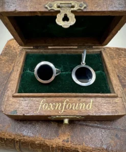 925 Sterling Silver and Onyx Set: Ring Size L and Pendant #11
