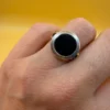 925 Sterling Silver and Onyx Set: Ring Size L and Pendant #11