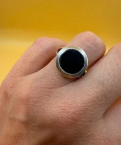 925 Sterling Silver and Onyx Set: Ring Size L and Pendant