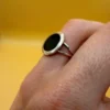925 Sterling Silver and Onyx Set: Ring Size L and Pendant #11