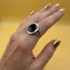 925 Sterling Silver and Onyx Set: Ring Size L and Pendant #11
