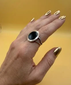 925 Sterling Silver and Onyx Set: Ring Size L and Pendant