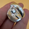 An incredible natural moonstone set in a sterling silver ring, UK size N½.
