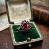 Early 20th century vintage ring in 800 silver with natural garnets, size N~12