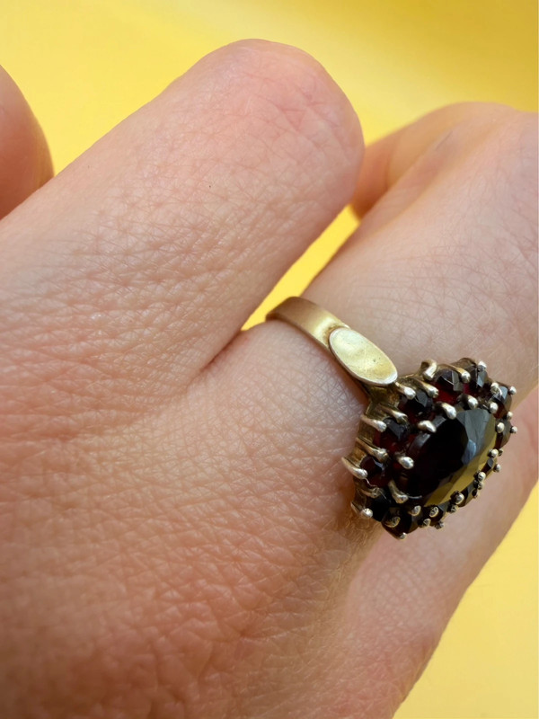 Early 20th century vintage ring in 800 silver with natural garnets, size N~12