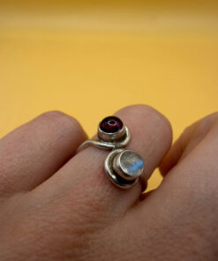 Incredible Vintage Ring – Size I – Featuring Natural Moonstone and Garnet
