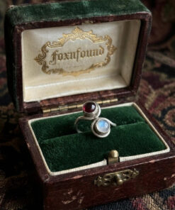 Incredible Vintage Ring – Size I – Featuring Natural Moonstone and Garnet~20