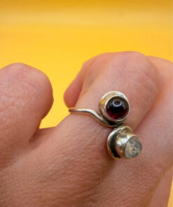 Incredible Vintage Ring – Size I – Featuring Natural Moonstone and Garnet