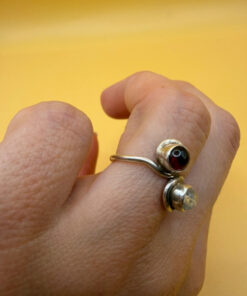 Incredible Vintage Ring – Size I – Featuring Natural Moonstone and Garnet