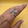 Vintage ring with a natural moonstone, sterling silver 925. Size M~20