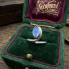 Vintage ring with a natural moonstone, sterling silver 925. Size M~20