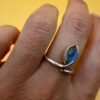 Vintage ring with a natural moonstone, sterling silver 925. Size M~20