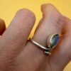 Vintage ring with a natural moonstone, sterling silver 925. Size M~20