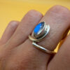 Vintage ring with a natural moonstone, sterling silver 925. Size M~20