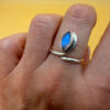Vintage ring with a natural moonstone, sterling silver 925. Size M~20