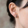 Sterling silver stud earrings with diamond and ruby~38