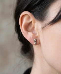 Sterling silver stud earrings with diamond and ruby~38