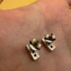 Sterling silver stud earrings with diamond and ruby~38