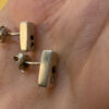 Sterling silver stud earrings with diamond and ruby~38