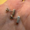 Sterling silver stud earrings with diamond and ruby~38