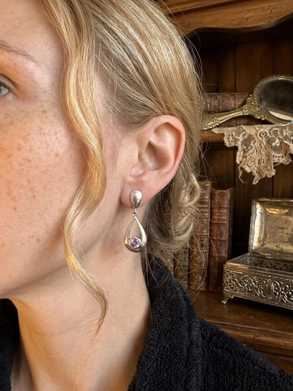 Vintage sterling silver amethyst earrings