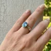 Sterling silver 925 adjustable ring with natural topaz, size N