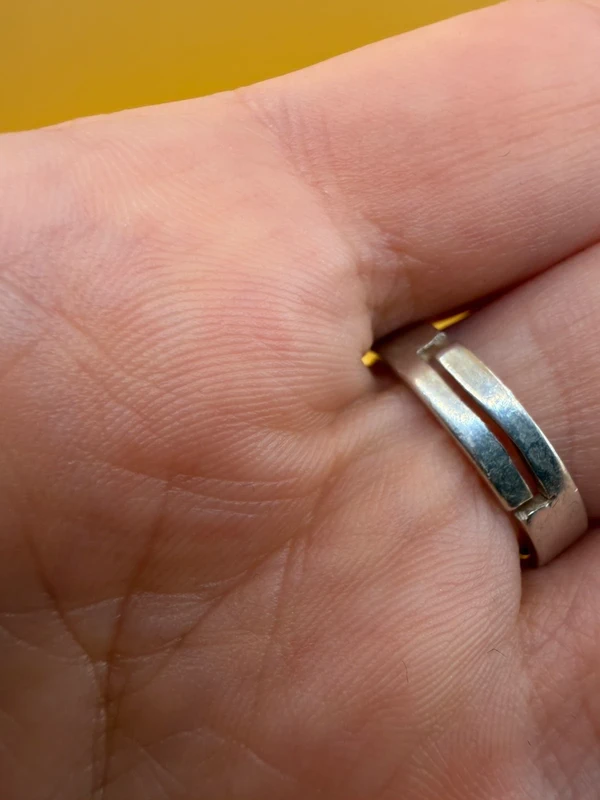 Sterling silver 925 adjustable ring with natural topaz, size N