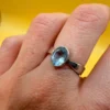 Sterling silver 925 adjustable ring with natural topaz, size N