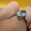 Sterling silver 925 adjustable ring with natural topaz, size N