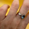 Sterling silver 925 adjustable ring with natural topaz, size N