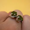 Vintage Sterling Silver Two Peridots( Worn On Top)  Ring -UK Size N~38