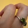 Vintage Sterling Silver Two Peridots( Worn On Top)  Ring -UK Size N~38