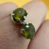 Vintage Sterling Silver Two Peridots( Worn On Top)  Ring -UK Size N~38