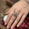 Bold statement ring with multiple citrines, 925 sterling silver, size N~47
