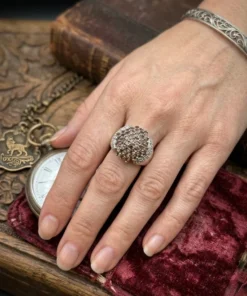 Bold statement ring with multiple citrines, 925 sterling silver, size N