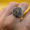 Bold statement ring with multiple citrines, 925 sterling silver, size N~47