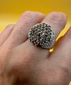 Bold statement ring with multiple citrines, 925 sterling silver, size N