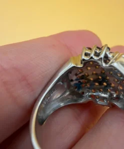 Bold statement ring with multiple citrines, 925 sterling silver, size N